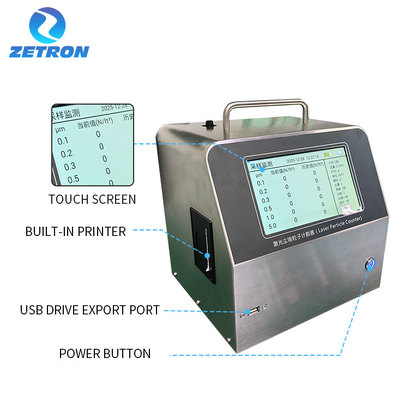 Zetron B110 6-Channel Portable Laser Particle Counter For 0.1 ΜM Size Range Detection Built In Thermal Printer